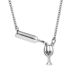 Enamel & Silver-Plated Wine Pendant Necklace