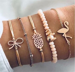 Acrylic & Polyster 18K Gold-Plated Beach Bracelet Set