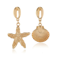 18K Gold-Plated Starfish & Shell Drop Earrings
