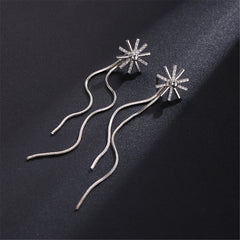 Cubic Zirconia & Silver-Plated Snowflake Tassel Ear Cuffs & Dangling Charm