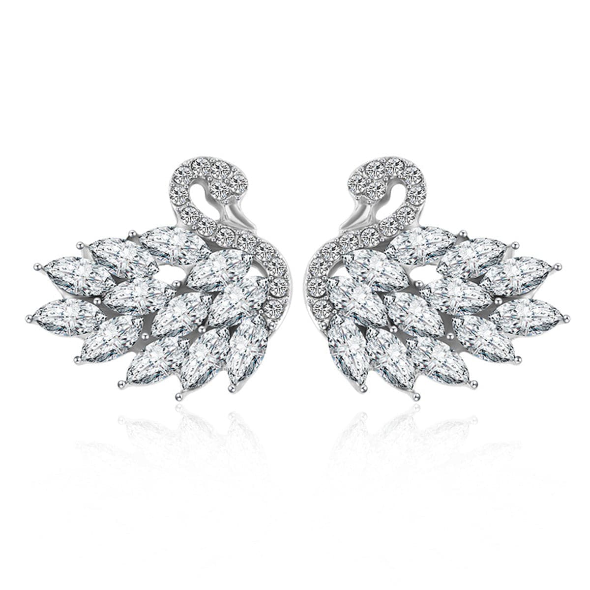 Crystal & cubic zirconia Swan Stud Earrings - streetregion