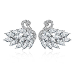Crystal & cubic zirconia Swan Stud Earrings - streetregion