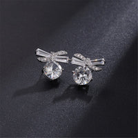 Crystal & cubic zirconia Bow Stud Earrings - streetregion
