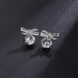 Crystal & cubic zirconia Bow Stud Earrings - streetregion