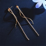 cubic zirconia & 18K Gold-Plated Twisted Tassel Drop Earrings - streetregion