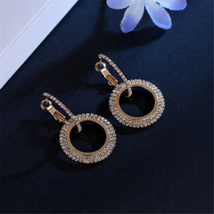 cubic zirconia & 18K Gold-Plated Interlock Circle Drop Earrings - streetregion