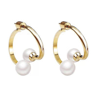 Pearl & 18K Gold-Plated Ring Drop Earrings