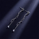 Crystal & Sterling Silver Twisted Tassel Drop Earrings - streetregion