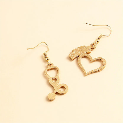 Enamel and 18K Gold-Plated Nurse Cap and Stethoscope Drop Earrings, gold drop earrings for women, styled look