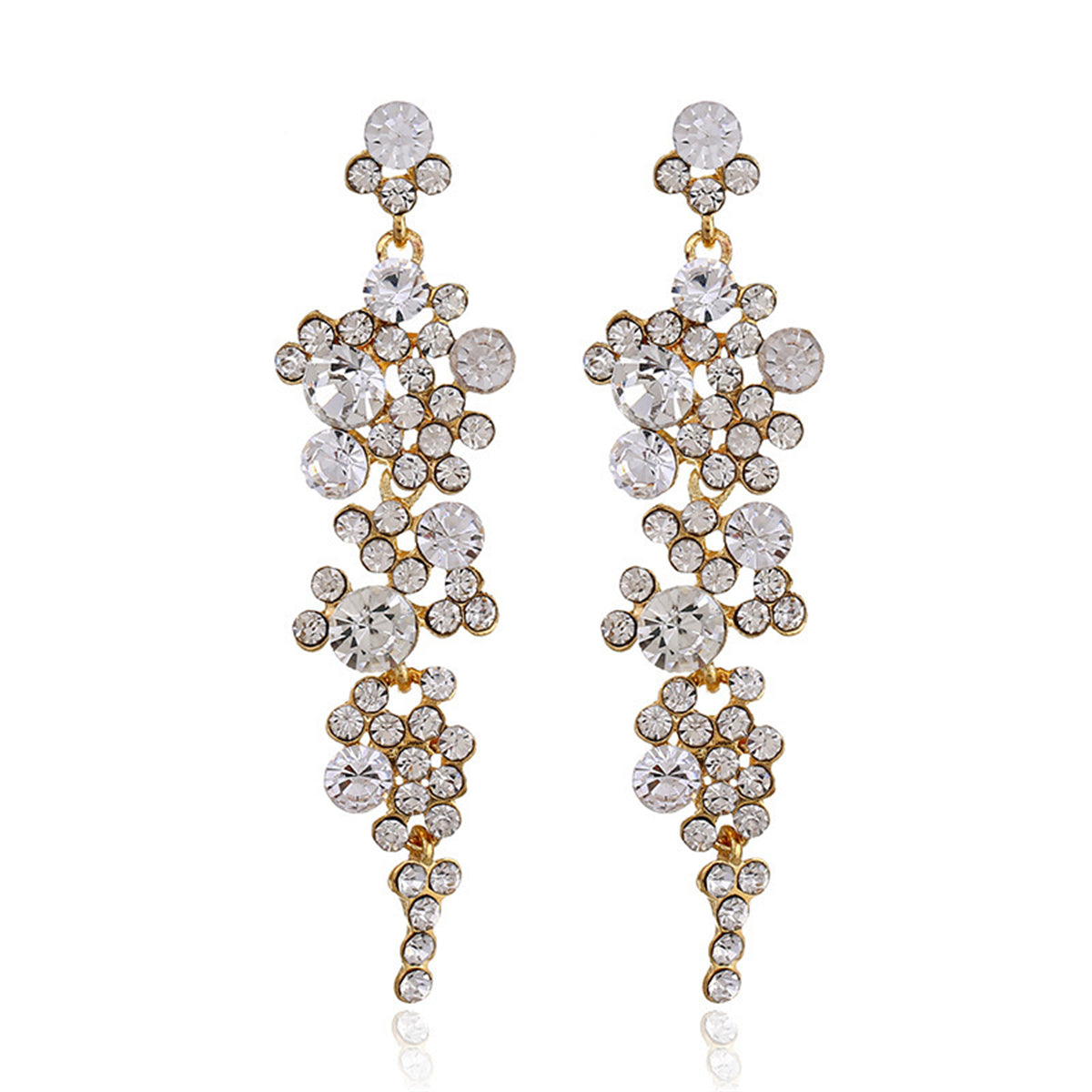 Clear Cubic Zirconia & 18K Gold-Plated Cluster Drop Earrings