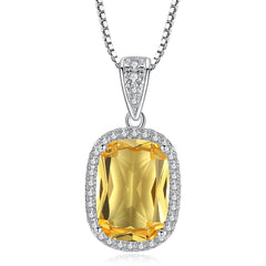 Yellow Crystal & Cubic Zirconia Silver-Plated Pendant Necklace