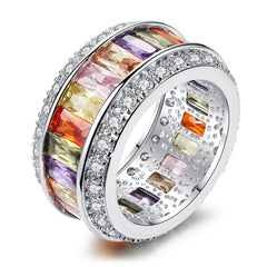 Jewel-Tone Crystal & Cubic Zirconia Edge Band Ring