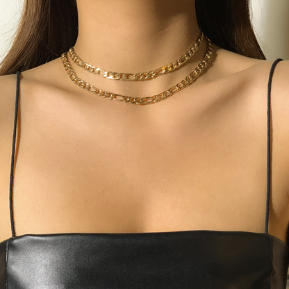 18K Gold-Plated Figaro Necklace - Set Of 2, jewelry gift sets for women, botanical inspired, styled look