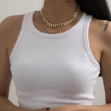 18k Gold-Plated Curb Chain Choker Necklace & Mini Herringbone Chain