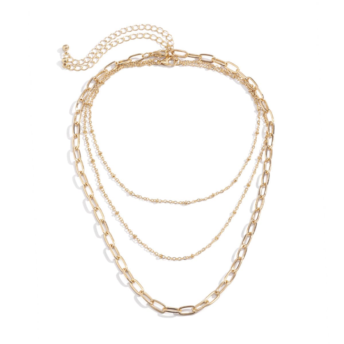 18K Gold-Plated Layered Necklace Set, jewelry gift sets for women, vintage-inspired design, detail close-up