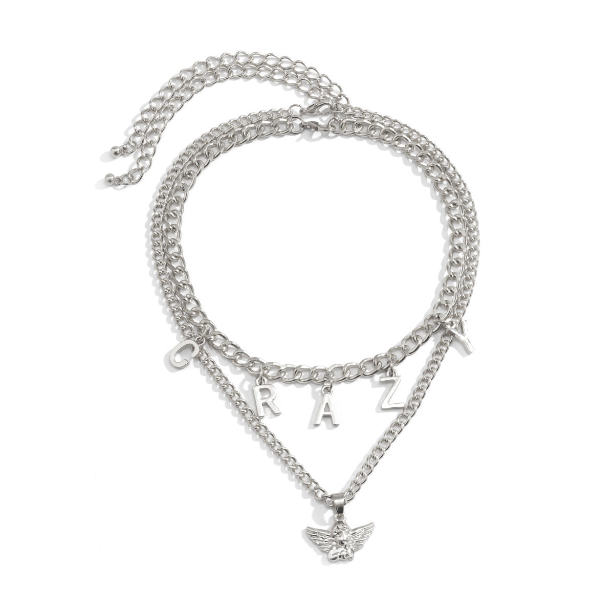 Silver-Plated 'Crazy' Angel Pendant Necklace Set
