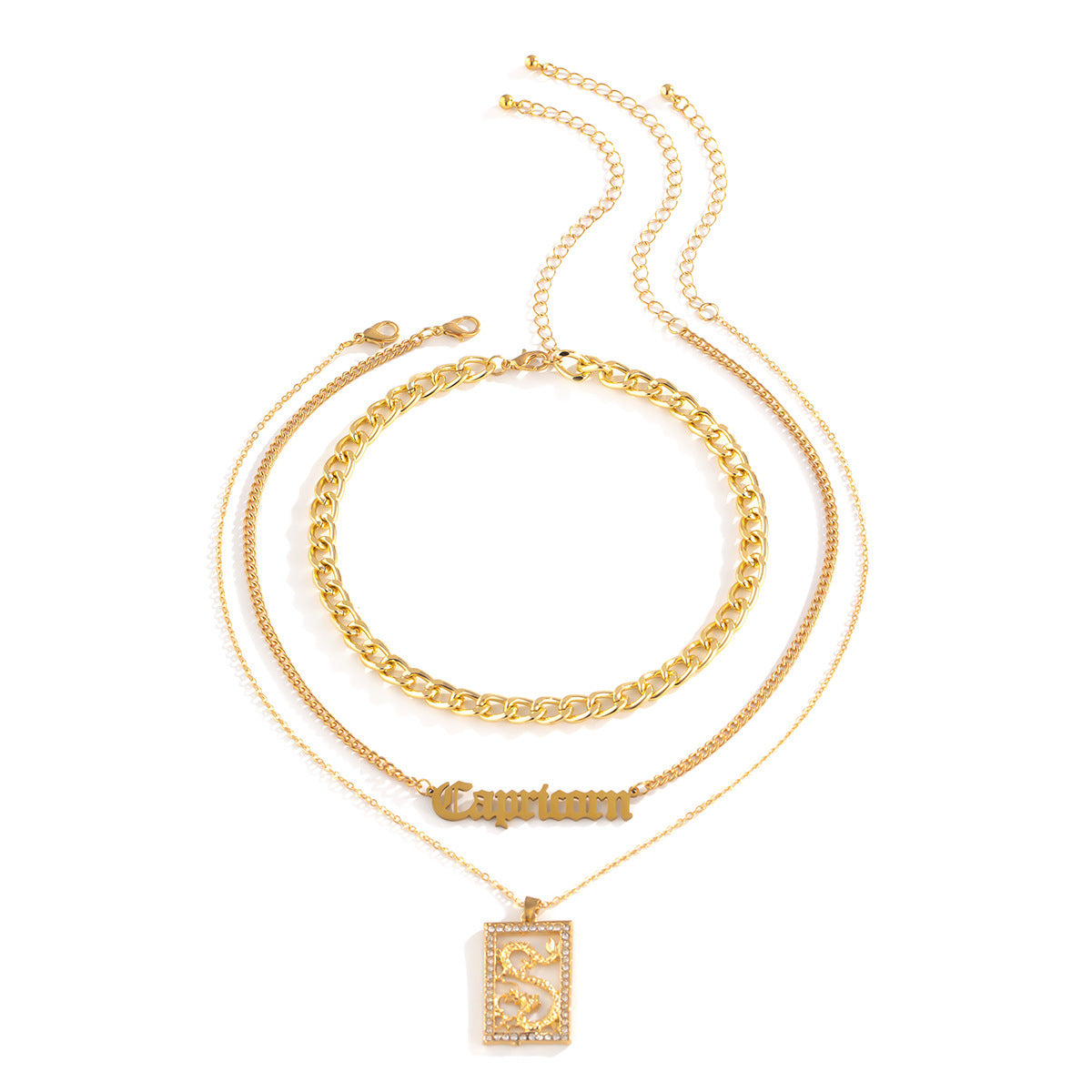 Cubic Zirconia & 18K Gold-Plated 'Capricorn' Pendant Necklace Set