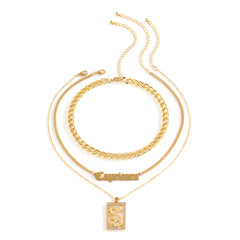Cubic Zirconia & 18K Gold-Plated 'Capricorn' Pendant Necklace Set