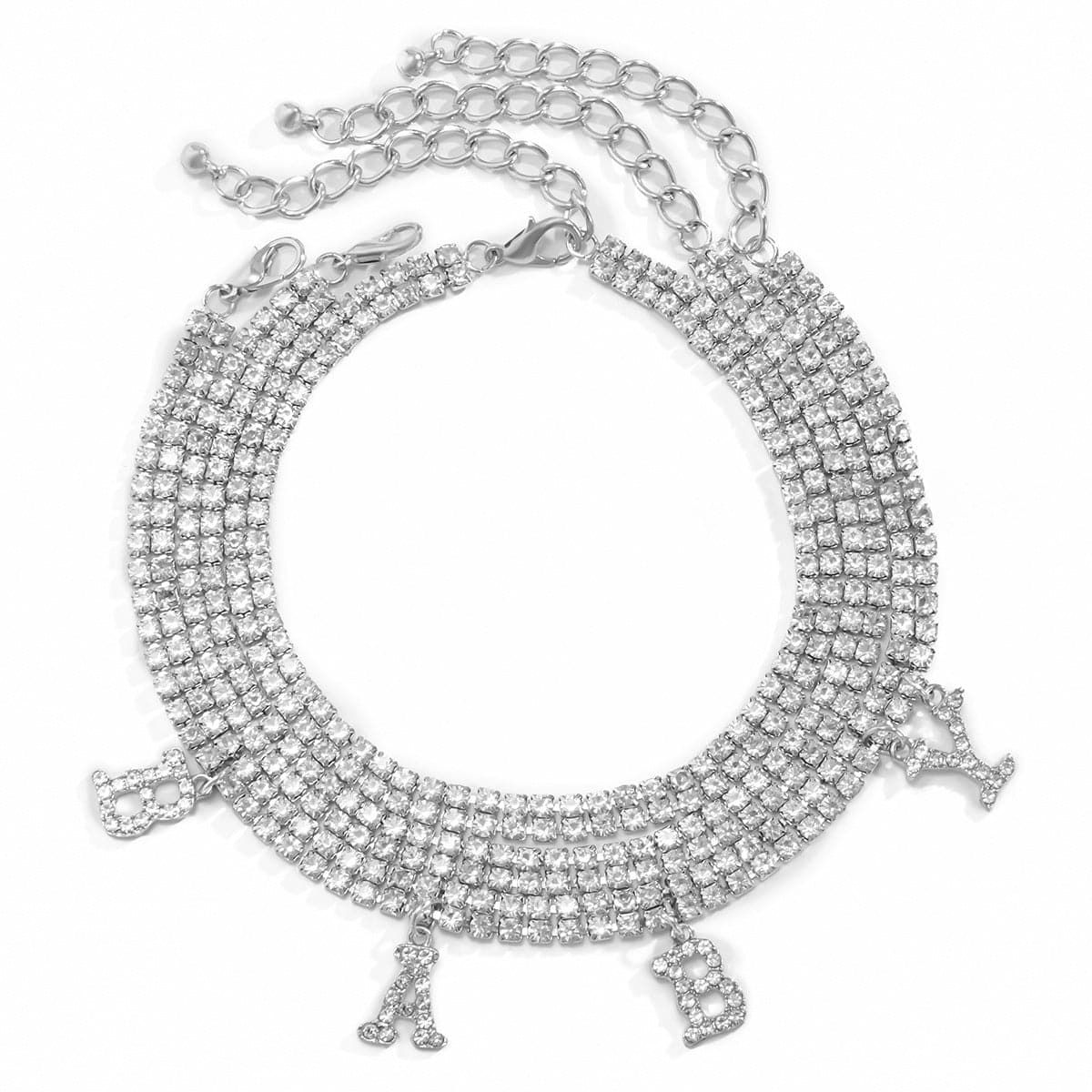 Cubic Zirconia and Silver-Plated 'Baby' Anklet Set, jewelry gift sets for women, vintage-inspired design, front view