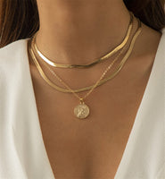 18k Gold-Plated Snake Chain & Coin Pendant Necklace Set