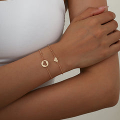18K Gold-Plated Openwork Heart Charm Bracelet Set
