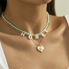 Howlite & Acrylic 18K Gold-Plated 'Honey' Angel Heart Pendant Necklace Set