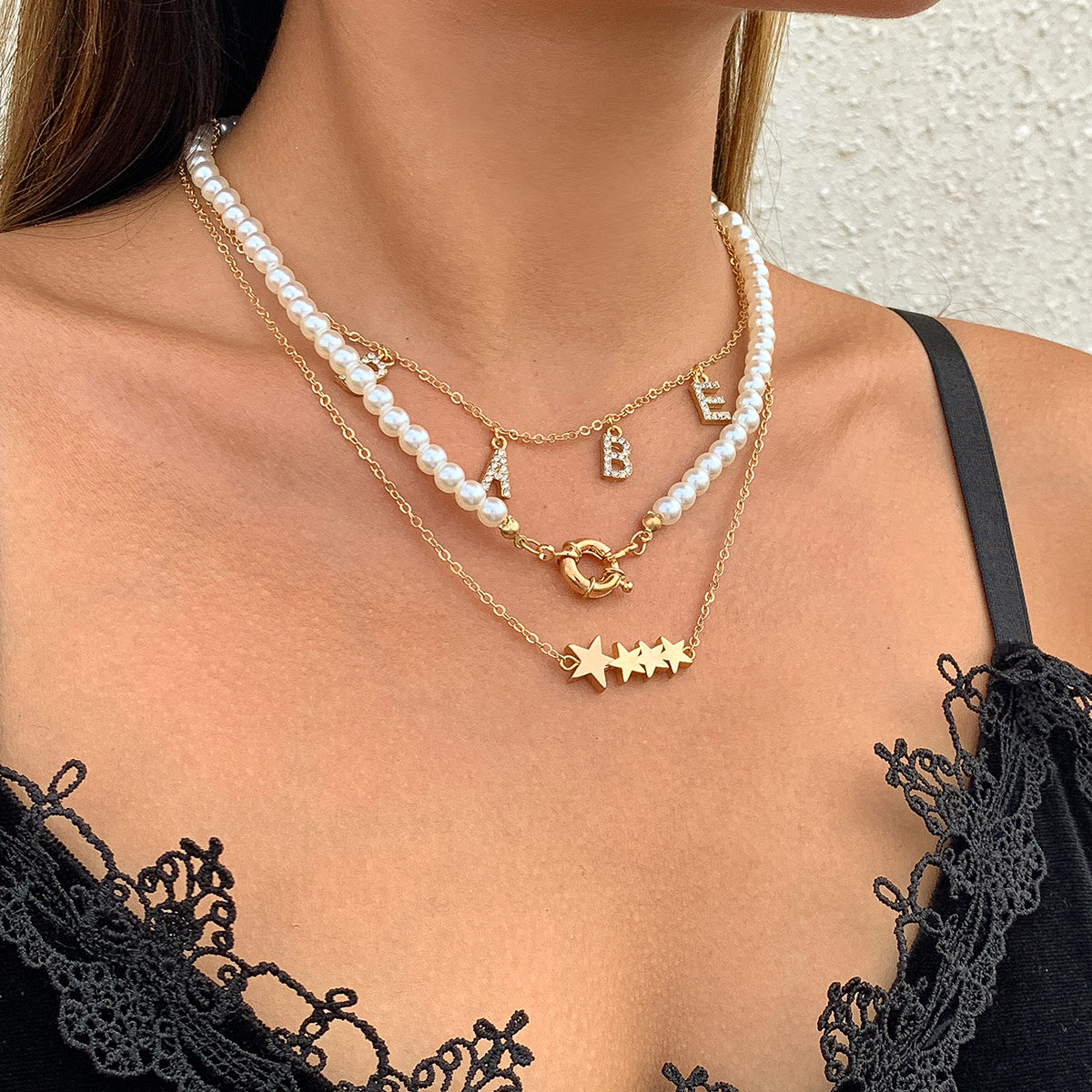 Pearl & Cubic Zirconia 18K Gold-Plated 'Babe' Star Necklace Set