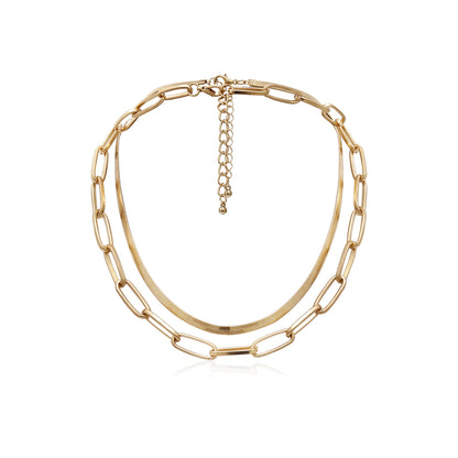 18K Gold-Plated Cable and Snake Chain Necklace Set, jewelry gift sets for women, everyday style, styled look