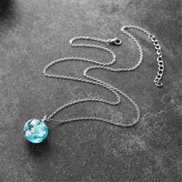 Blue Resin & Silvertone Cloud Pendant Necklace