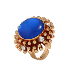 Blue Simulated Stone & cubic zirconia Flower Ring - streetregion
