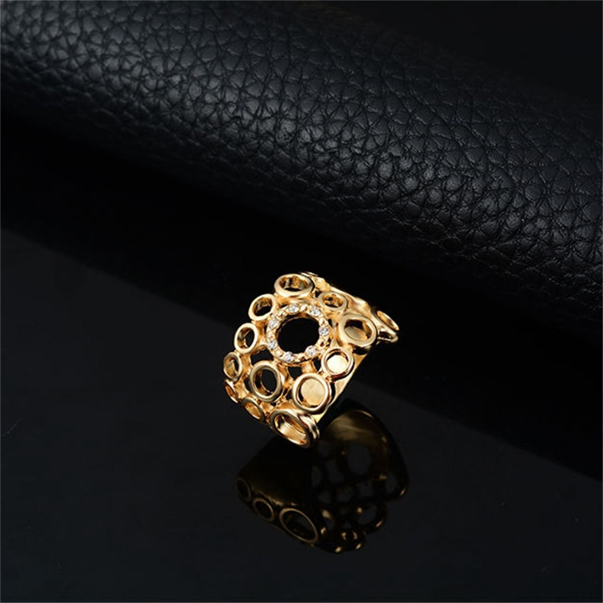 Cubic Zirconia and 18K Gold-Plated Multi-Circle Statement Necklace Set, gold drop earrings for women, styled look