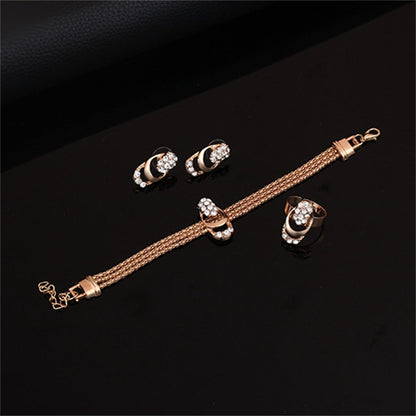 Cubic Zirconia and 18K Gold-Plated Tassel Pendant Necklace Set, gold drop earrings for women, everyday style, detail close-up