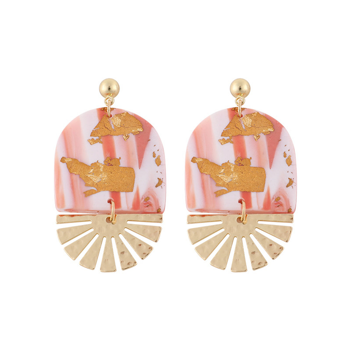 Pink Resin & 18K Gold-Plated Botanical Drop Earrings