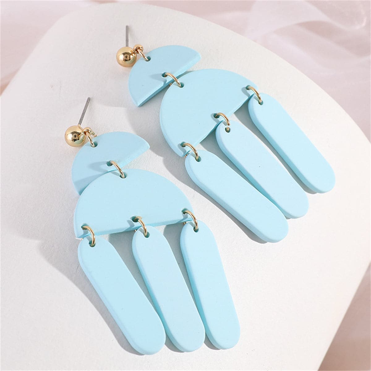 Blue Wood & 18K Gold-Plated Geometric Tassel Drop Earrings