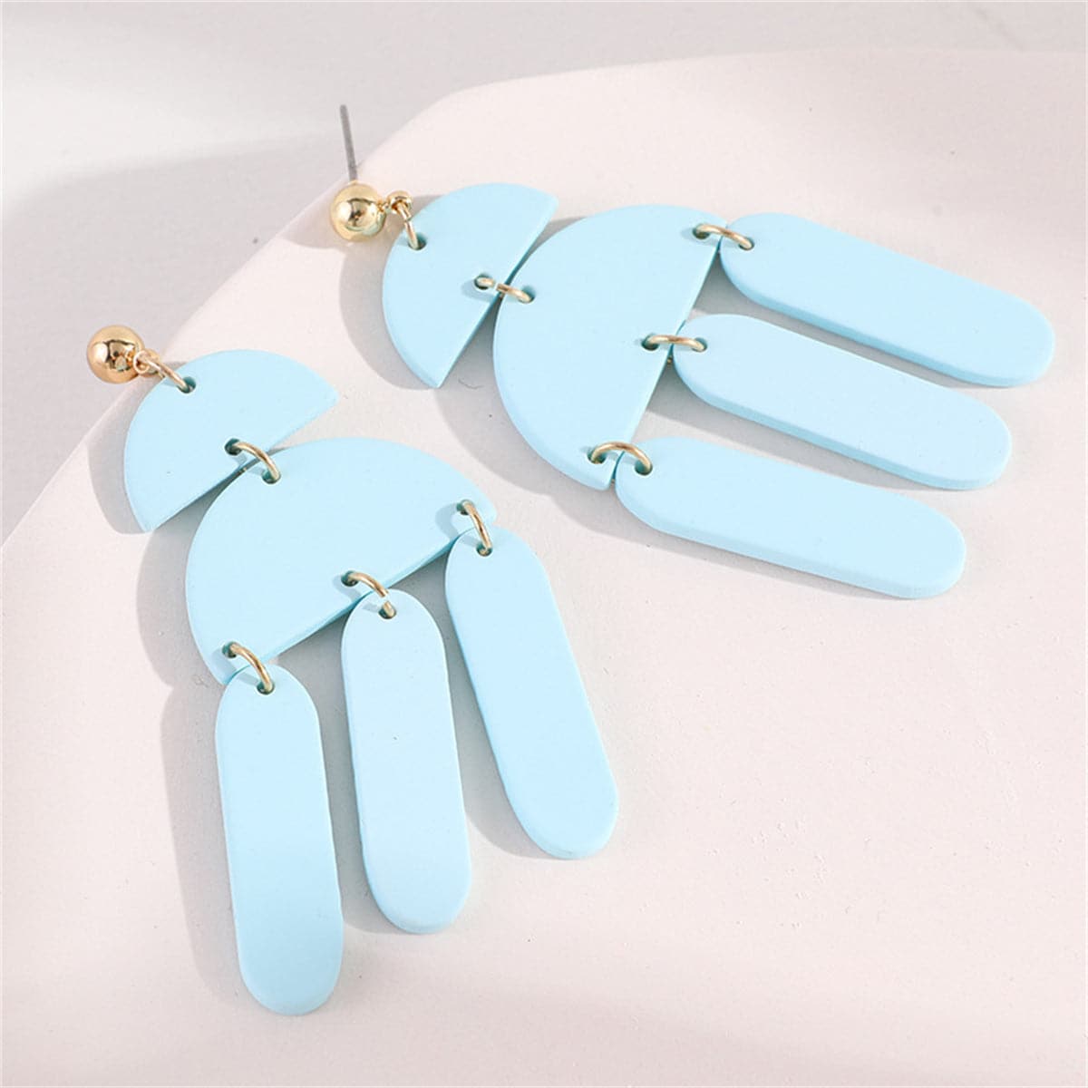 Blue Wood & 18K Gold-Plated Geometric Tassel Drop Earrings