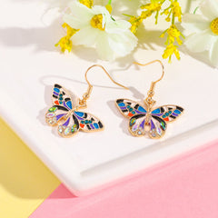 Crystal & Cubic Zirconia Enamel Butterfly Drop Earrings