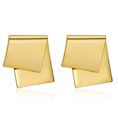 18K Gold-Plated Folded Geometric Stud Earrings