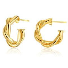18K Gold-Plated Twine Huggie Earrings