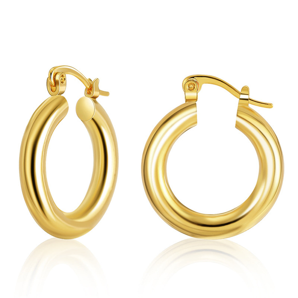 18K Gold-Plated Smooth Tube Huggie Earrings