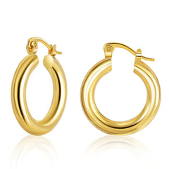 18K Gold-Plated Smooth Tube Huggie Earrings