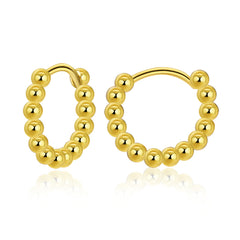 Elegant 18k gold ball hoop earrings, perfect for adding a touch of sophistication to any outfit.