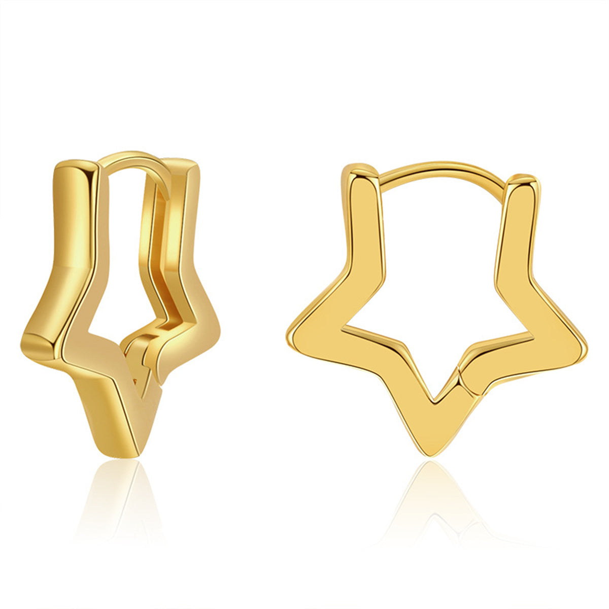 18K Gold-Plated Star Hoop Earrings, elegant gift for her, front view