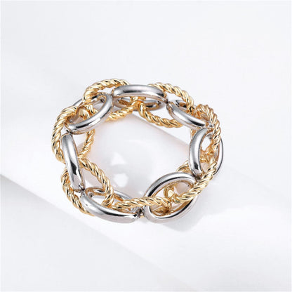 Two-Tone Interlocked Twine Oval Chain Bracelet, bracelet for women, vintage-inspired design, front view