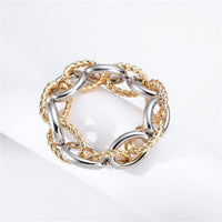 Two-Tone Interlocked Twine Oval Chain Bracelet