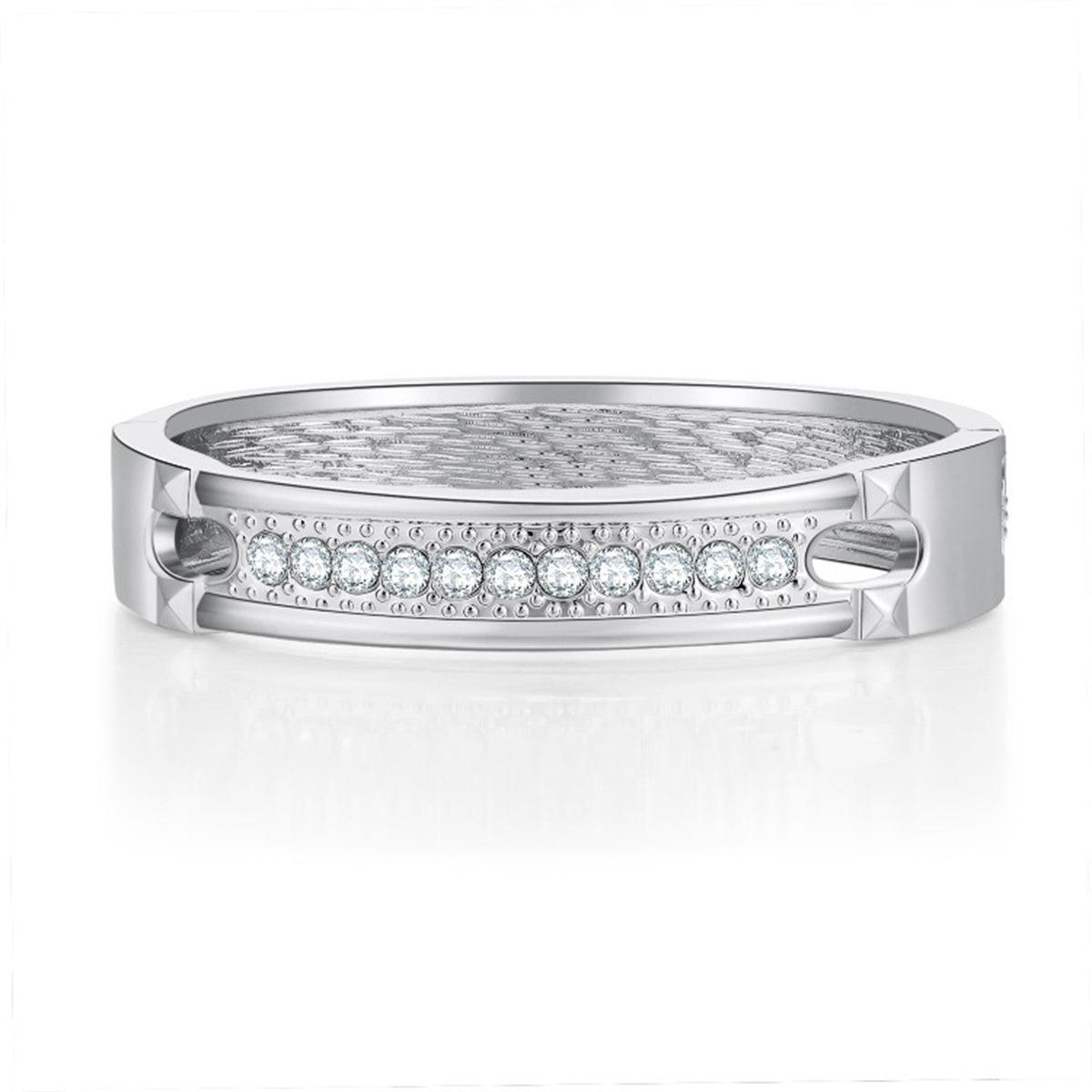 Cubic Zirconia & Silver-Plated Bangle