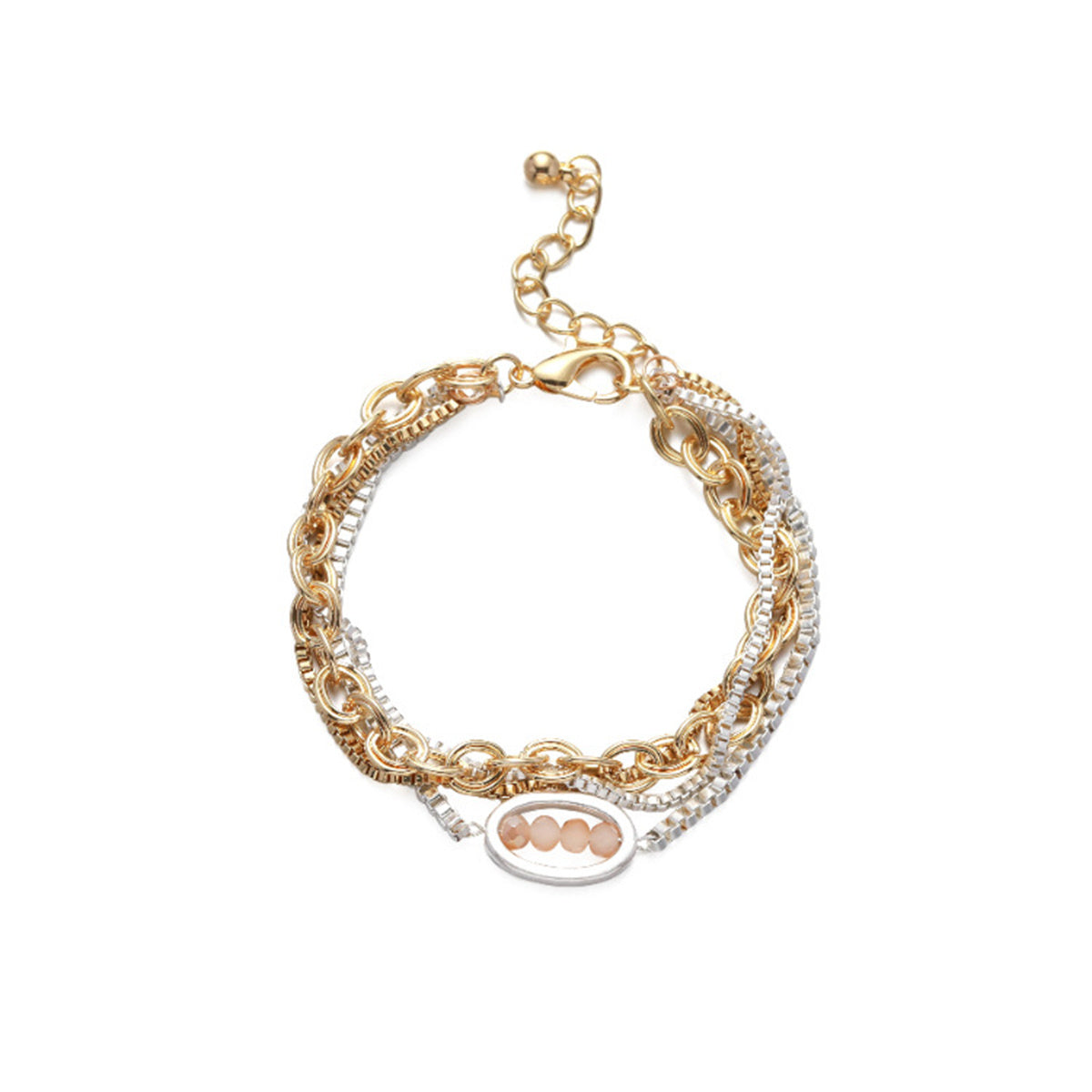 Acrylic & Two-Tone Oval Layered Charm Bracelet