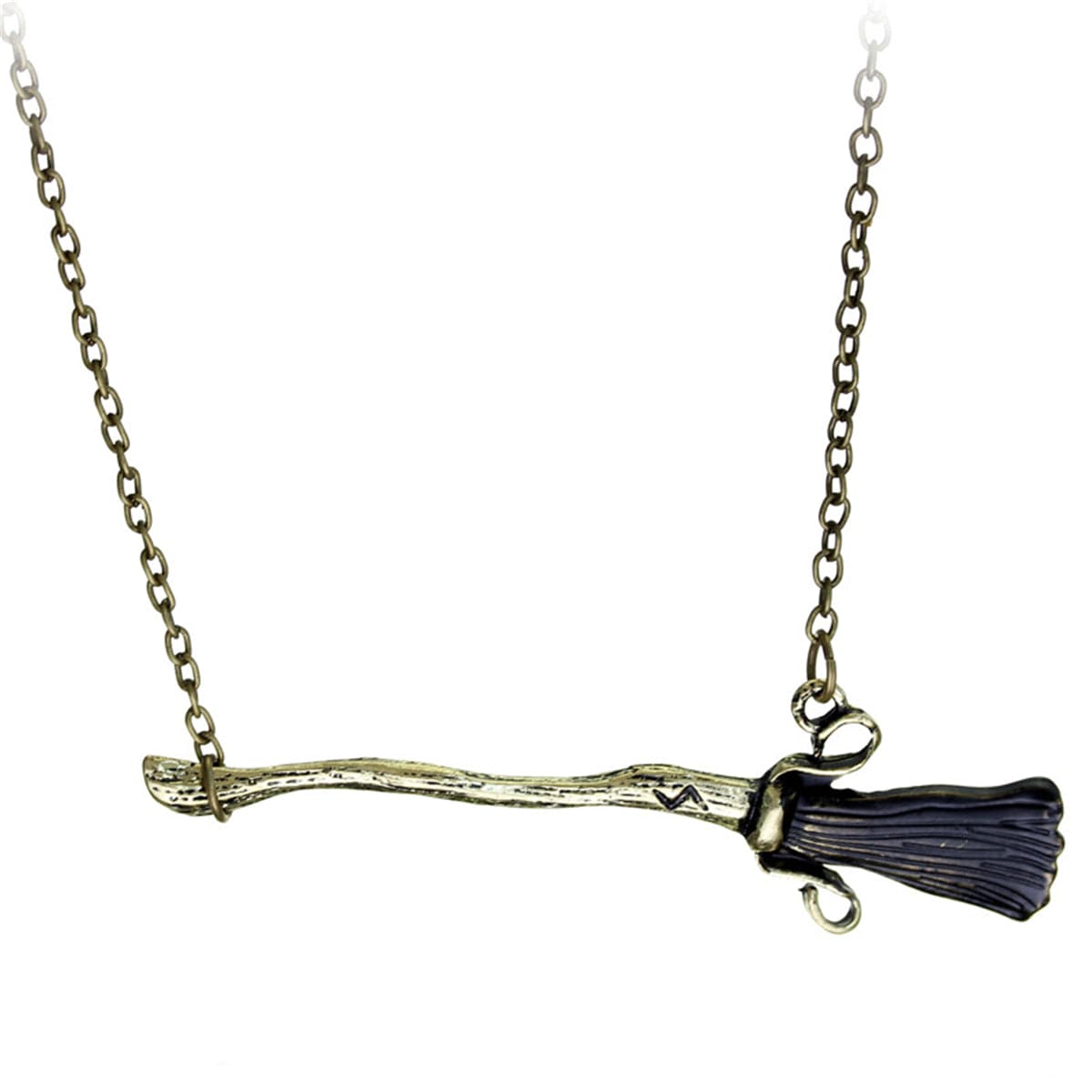 Black & Goldtone Broom Pendant Necklace - streetregion