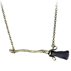 Black & Goldtone Broom Pendant Necklace - streetregion