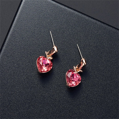 Pink Crystal and 18K Rose Gold-Plated Heart Pendant Necklace Set, rose gold drop earrings for women, styled look