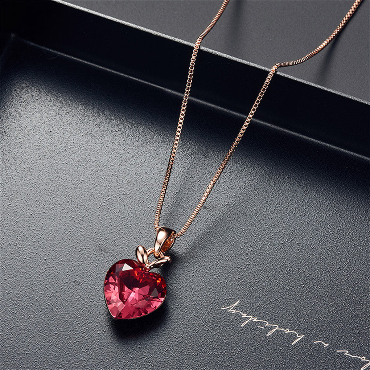 Pink Crystal and 18K Rose Gold-Plated Heart Pendant Necklace Set, rose gold drop earrings for women, lifestyle look